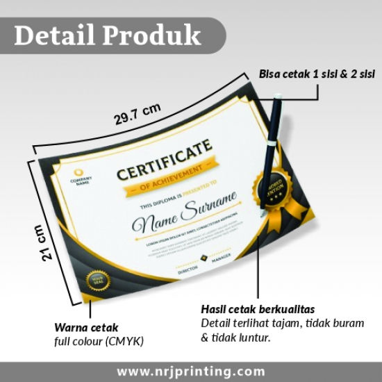 Cetak Sertifikat Custom Desain