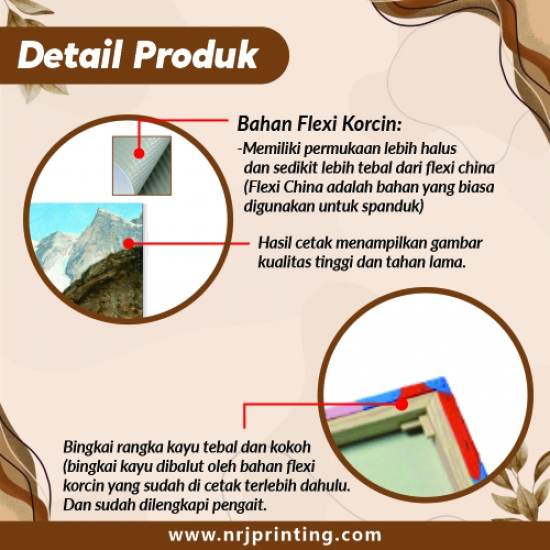 Cetak Foto Bahan Flexi + Frame (Bingkai Kayu Tanpa Papan) | Foto Spanram